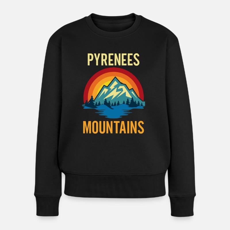 Pyrenäen-Gebirge Sonnenuntergang - Frauen Premium Bio Pullover - Schwarz
