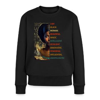 Belle Femme Noire Egypte Femme Fière Et Forte - Pull Premium bio Femme - noir - Devant - Julia (174cm)