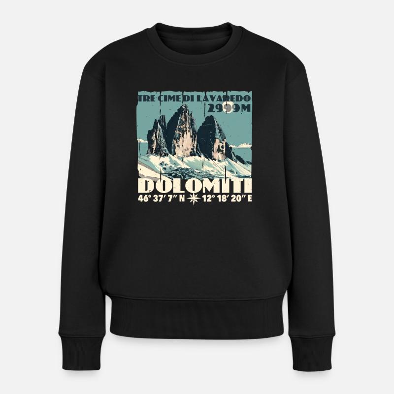 Tre Cime Lavaredo Dolomiti Drei Zinnen Dolomiten - Frauen Premium Bio Pullover - Schwarz