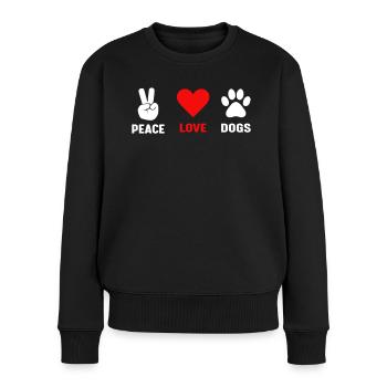 Frieden Liebe Hunde - Frauen Premium Bio Pullover - Schwarz - Vorne - Julia (174cm)