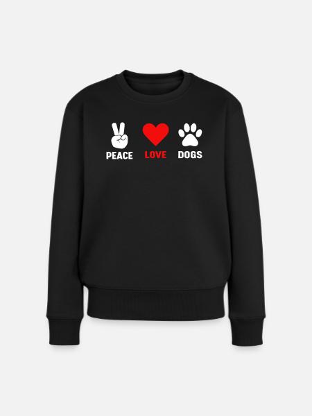 Frieden Liebe Hunde - Frauen Premium Bio Pullover - Schwarz
