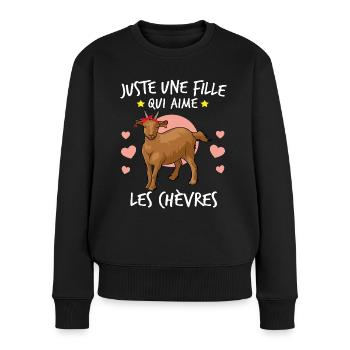 Juste Une Fille Qui Aime Les Chèvres - Pull Premium bio Femme - noir - Devant - Julia (174cm)