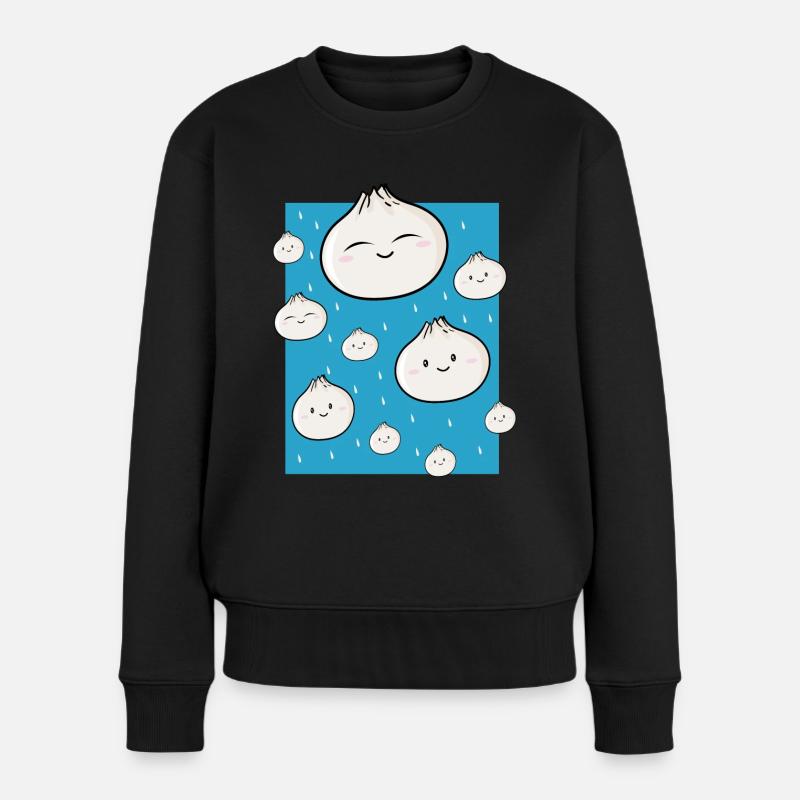 Dumplings Regen - Frauen Premium Bio Pullover - Schwarz