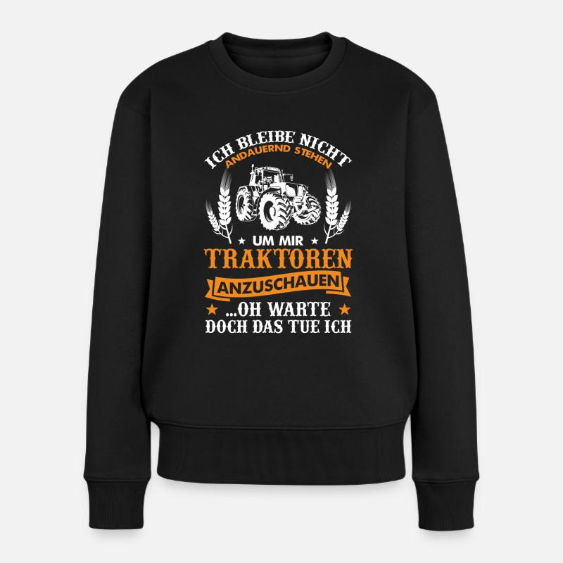Landwirt & Bauern Traktor Trecker Liebe Geschenk - Frauen Premium Bio Pullover - Schwarz