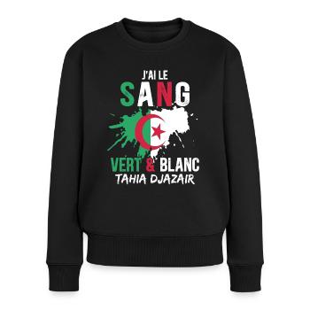 Drapeau Algérie Cadeau Supporter Algérien Équipe - Pull Premium bio Femme - noir - Devant - Julia (174cm)