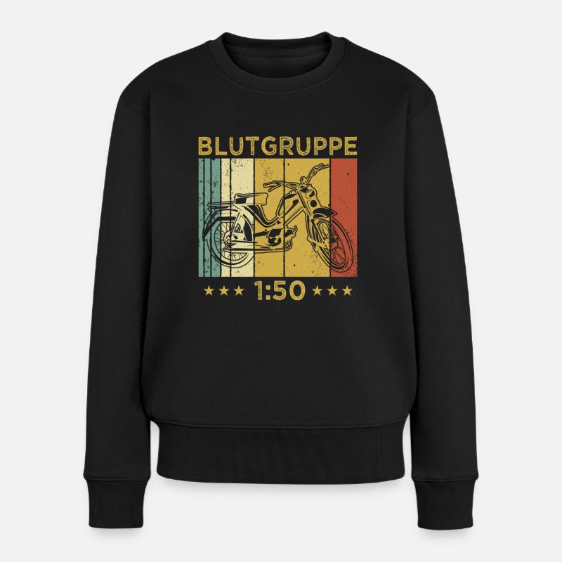 Mofa Vintage Geschenk 2 Takter Mokick Moped - Frauen Premium Bio Pullover - Schwarz