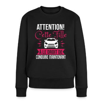 Permis De Conduire Cadeau Fille Humour Conduite - Pull Premium bio Femme - noir - Devant - Julia (174cm)