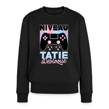 Future Tatie Gamer Annonce Grossesse Tata Geek - Pull Premium bio Femme - noir - Devant - Julia (174cm)