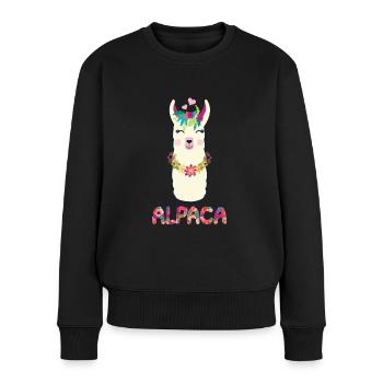 Alpaca - Frauen Premium Bio Pullover - Schwarz - Vorne - Julia (174cm)