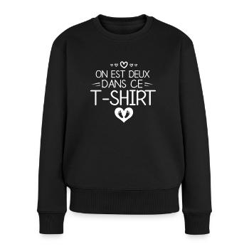 Cadeau Femme Enceinte Humour Grossesse Futur Bébé - Pull Premium bio Femme - noir - Devant - Julia (174cm)