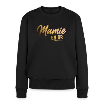 Mamie En Or Femme Humour Cadeau Grand Mère - Pull Premium bio Femme - noir - Devant - Julia (174cm)