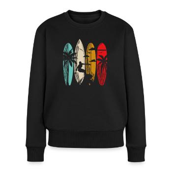 Surfer Surf Surf Planche de surf Retro Palme Beach - Pull Premium bio Femme - noir - Devant - Julia (174cm)
