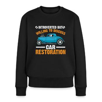 Prêt à discuter de la restauration de voiture - Pull Premium bio Femme - noir - Devant - Julia (174cm)