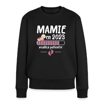Future Mamie 2023 Idée Cadeau Nouvelle Naissance - Pull Premium bio Femme - noir - Devant - Julia (174cm)