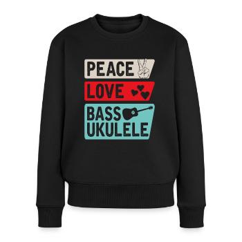 Peace Love Bass Ukulele Instrument Music - Frauen Premium Bio Pullover - Schwarz - Vorne - Julia (174cm)