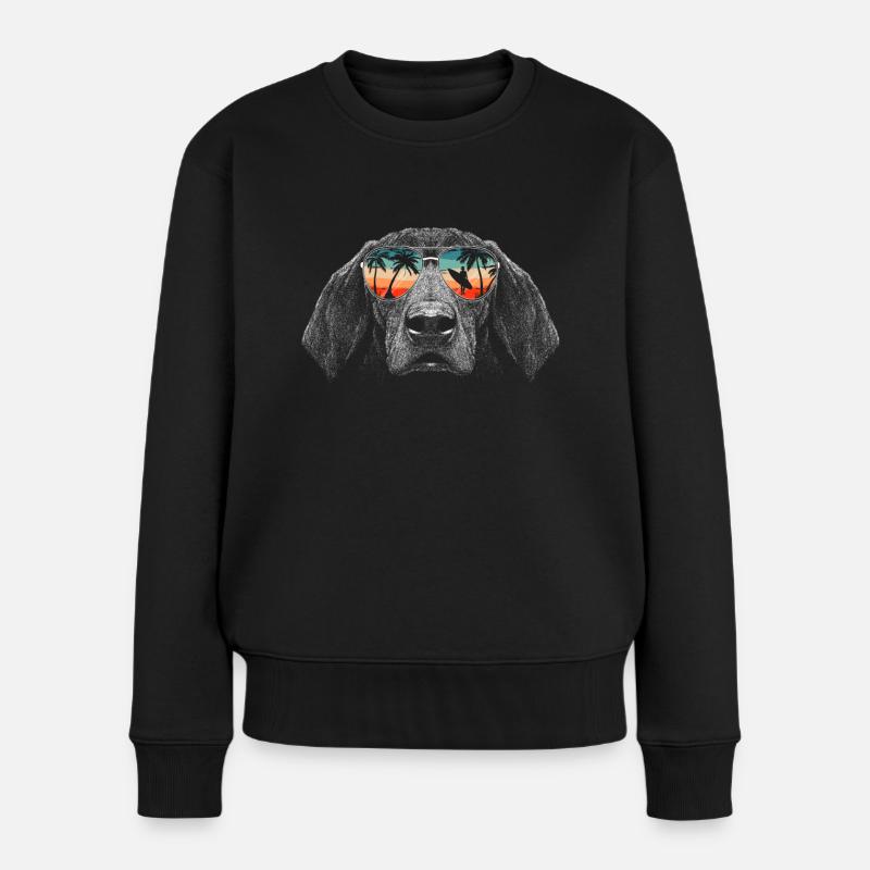 Dackel Hund - Frauen Premium Bio Pullover - Schwarz