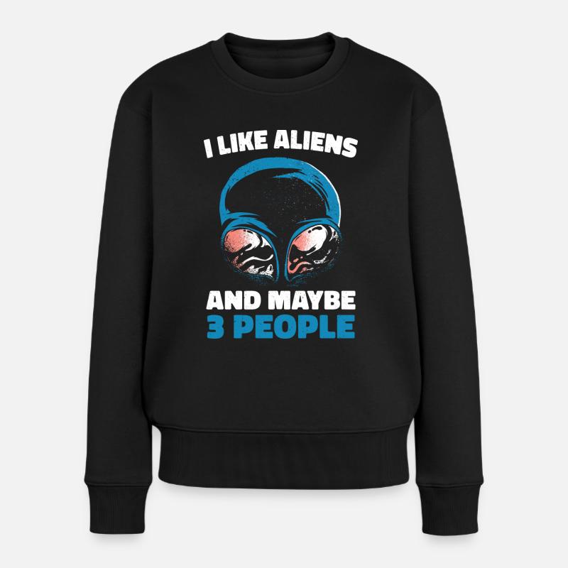 Alien UFO Aliens Außerirdischer - Frauen Premium Bio Pullover - Schwarz
