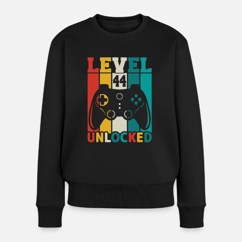 44 ans 44th Birthday Level Unlocked Gamin - Pull Premium bio Femme - noir