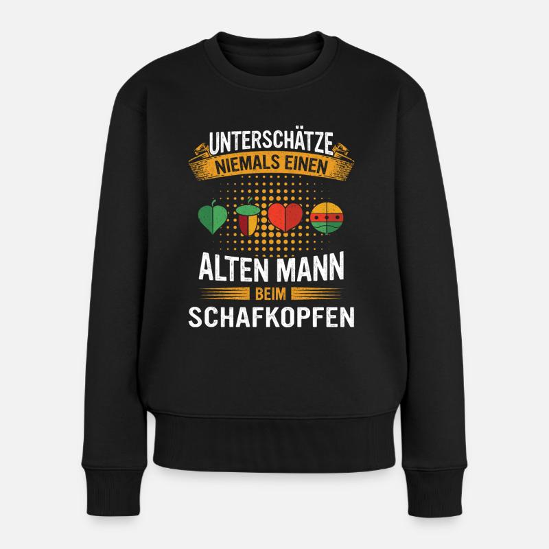 Schafkopfen Schafkopfer Kartenspiel - Frauen Premium Bio Pullover - Schwarz