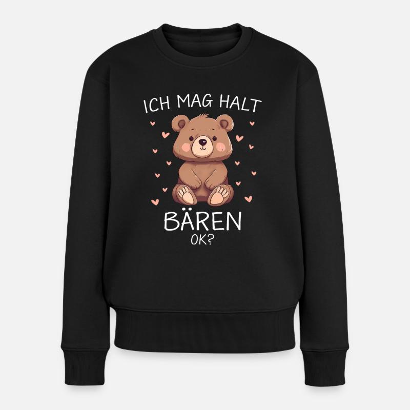 Bär Bären Grizzlybär Braunbär - Frauen Premium Bio Pullover - Schwarz