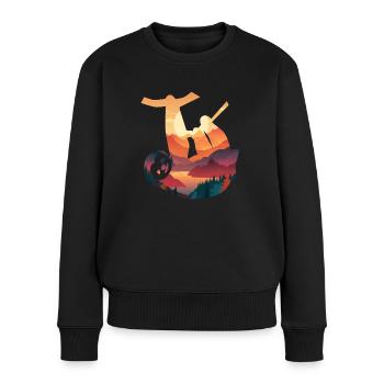 Faultier Faultiere Tier Schlafen Faul - Frauen Premium Bio Pullover - Schwarz - Vorne - Julia (174cm)