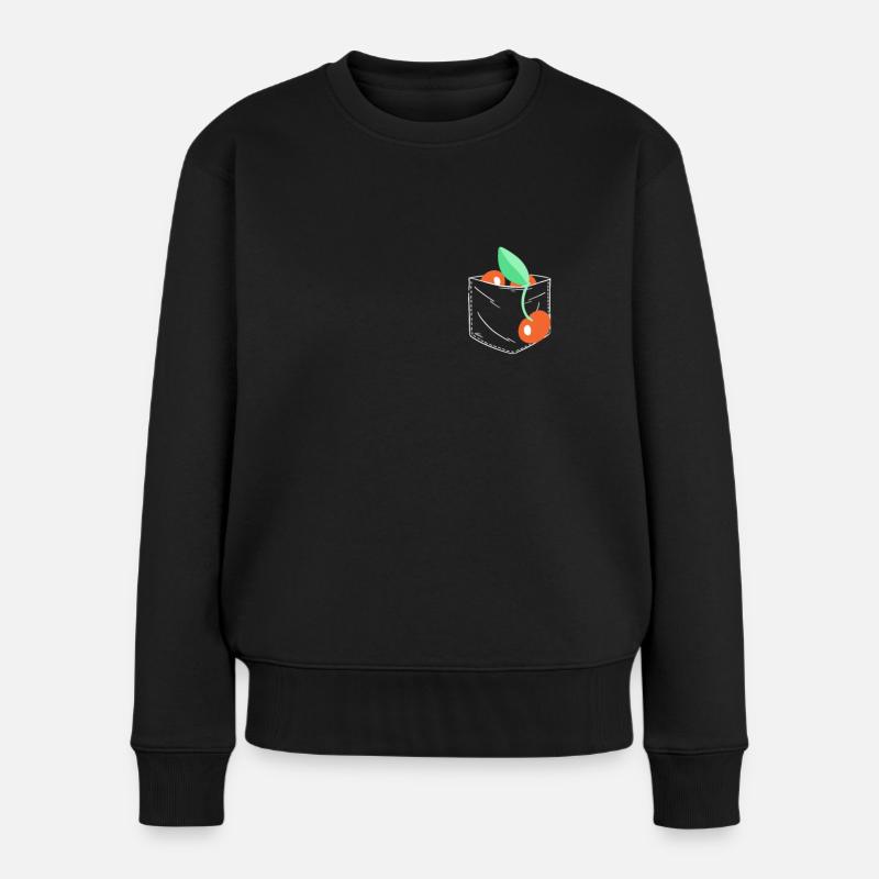 Kirsche Frucht Kirschen Cherry - Frauen Premium Bio Pullover - Schwarz