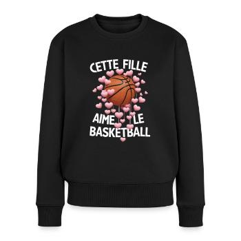 Juste une Fille qui Aime le Basketball Cadeau - Pull Premium bio Femme - noir - Devant - Julia (174cm)