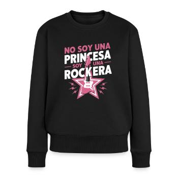 Ich bin keine Prinzessin, ich bin ein Rocker - Frauen Premium Bio Pullover - Schwarz - Vorne - Julia (174cm)