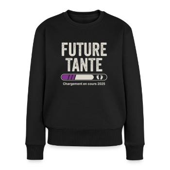 Zukünftige Tante 2025 Schwangerschaftsankündigung Tante - Frauen Premium Bio Pullover - Schwarz - Vorne - Julia (174cm)