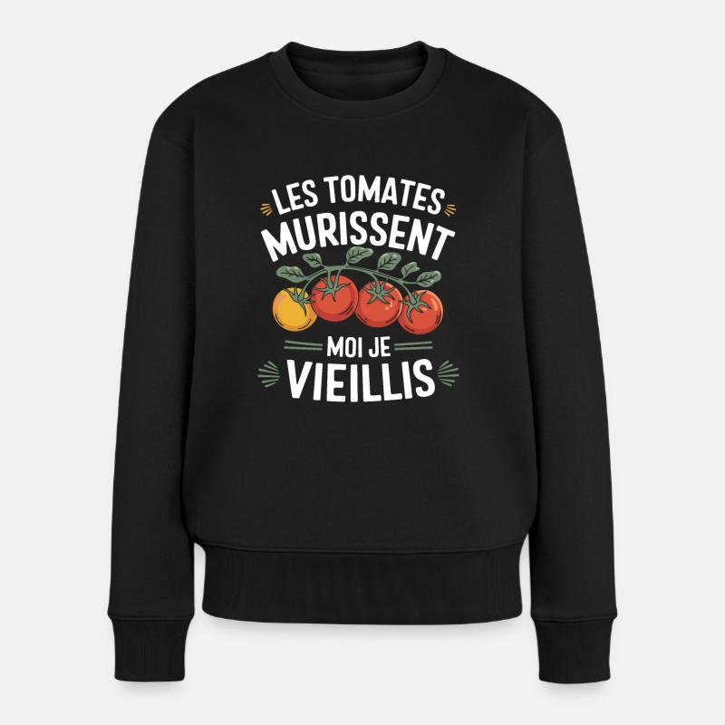 Tomaten Reifen Tomate Gartenarbeit Lustig - Frauen Premium Bio Pullover - Schwarz