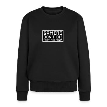 Gamers Don´t Die - They Respawn - Frauen Premium Bio Pullover - Schwarz - Vorne - Julia (174cm)