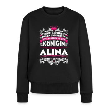 Alina Geschenk Geburtstag - Frauen Premium Bio Pullover - Schwarz - Vorne - Julia (174cm)