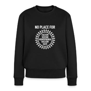 FCK Nazis Raus Gegen Rechts Anti Rassismus Spruch - Frauen Premium Bio Pullover - Schwarz - Vorne - Julia (174cm)