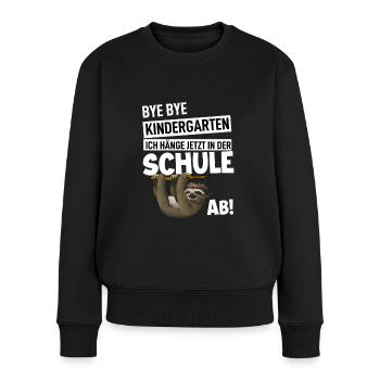 Schulanfang - Frauen Premium Bio Pullover - Schwarz - Vorne - Julia (174cm)