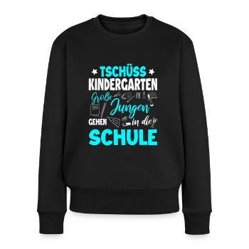 Schulanfang - Frauen Premium Bio Pullover - Schwarz - Vorne - Julia (174cm)