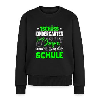 Schulanfang - Frauen Premium Bio Pullover - Schwarz - Vorne - Julia (174cm)