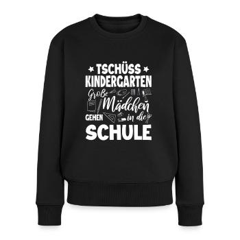 Schulanfang - Frauen Premium Bio Pullover - Schwarz - Vorne - Julia (174cm)