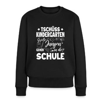 Schulanfang - Frauen Premium Bio Pullover - Schwarz - Vorne - Julia (174cm)