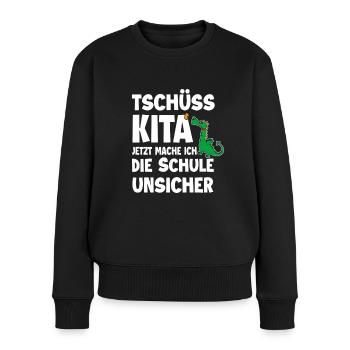 Schulanfang - Frauen Premium Bio Pullover - Schwarz - Vorne - Julia (174cm)