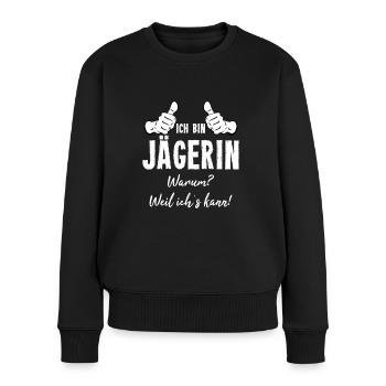 Jägerin - Frauen Premium Bio Pullover - Schwarz - Vorne - Julia (174cm)