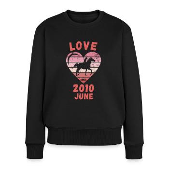Love Pferde Reiten Geburtstag Juni 2010 - Frauen Premium Bio Pullover - Schwarz - Vorne - Julia (174cm)