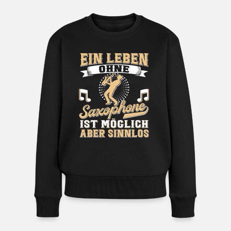 Saxophon. - Frauen Premium Bio Pullover - Schwarz