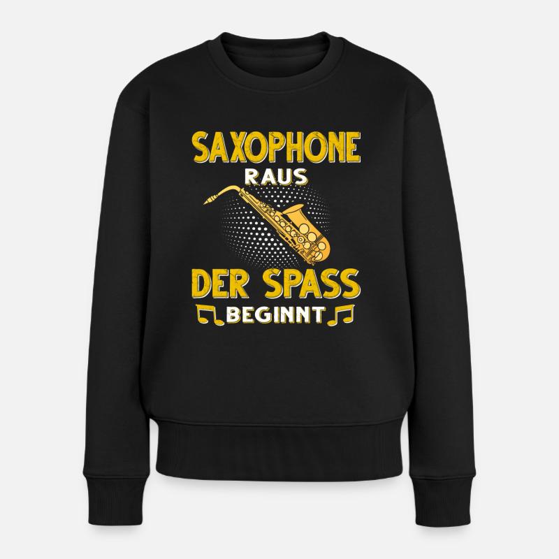 Saxophon. - Frauen Premium Bio Pullover - Schwarz