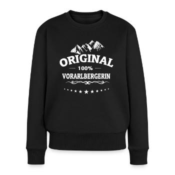 Vorarlberg Heimat Ländle Stolz Berge Motiv - Frauen Premium Bio Pullover - Schwarz - Vorne - Julia (174cm)