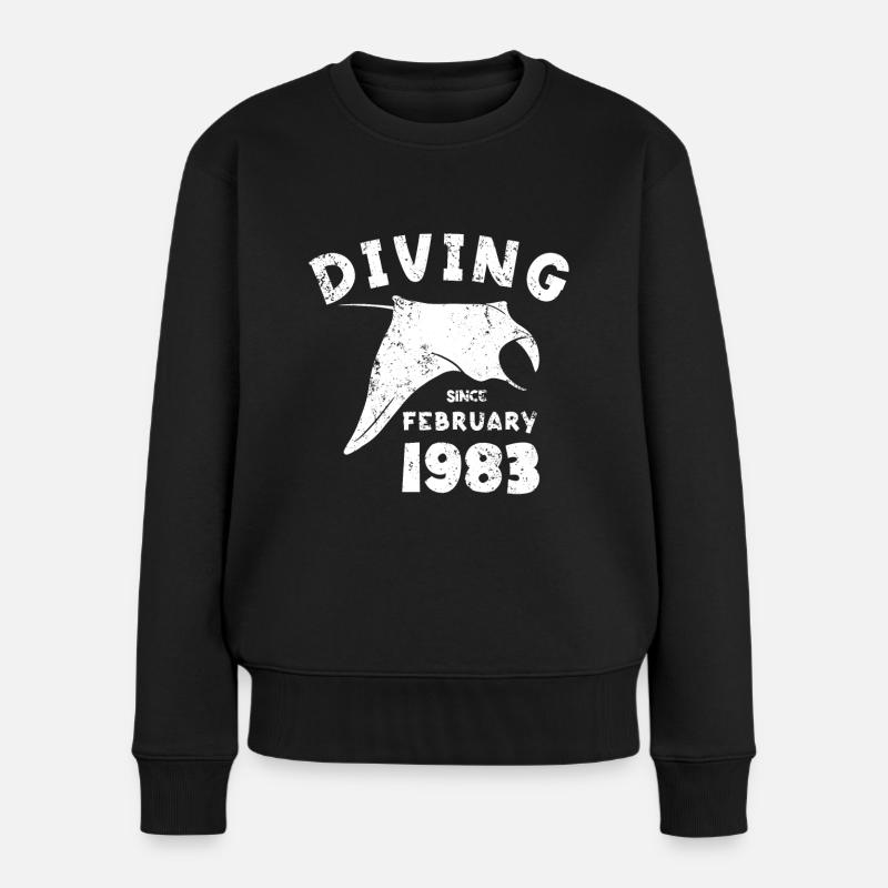 Taucher Geburtstag - Diving since February 1983 - Frauen Premium Bio Pullover - Schwarz