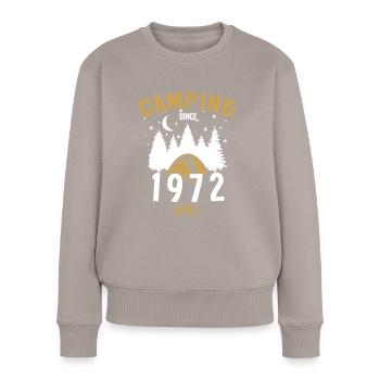 Anniversaire: Camping depuis avril 1972 Camping - Pull Premium bio Femme - taupe - Devant - Julia (174cm)