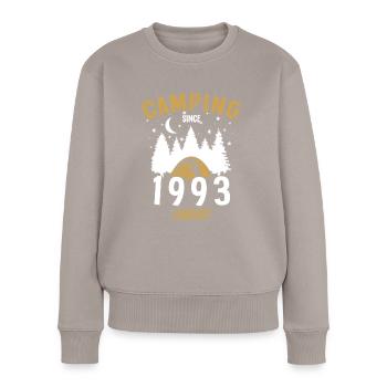 Anniversaire: Camping depuis janvier 1993 Camping - Pull Premium bio Femme - taupe - Devant - Julia (174cm)