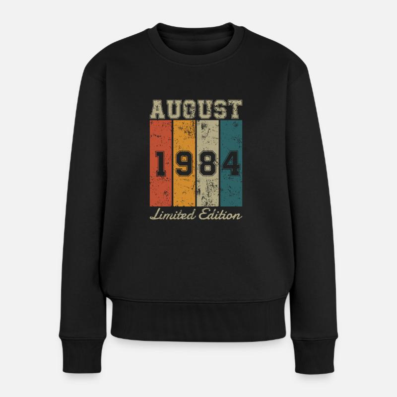 Date de naissance : Août 1984 - Edition Limitée Rétro - Pull Premium bio Femme - noir