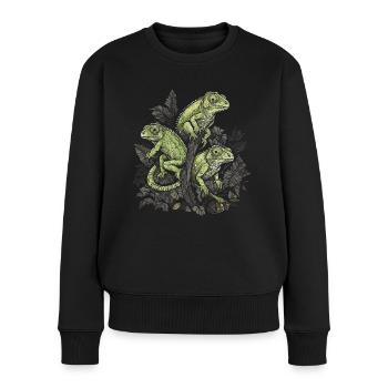 Caméléons Branche Reptiles Caméléon - Pull Premium bio Femme - noir - Devant - Julia (174cm)