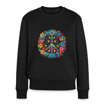 Flower Power Hippie Geburstag - Januar 1987 - Frauen Premium Bio Pullover - Schwarz - Vorne - Julia (174cm)